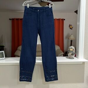 Christine Phillipe Women’s Beaded Ankle Embellished Dark Wash Jeans Size 10